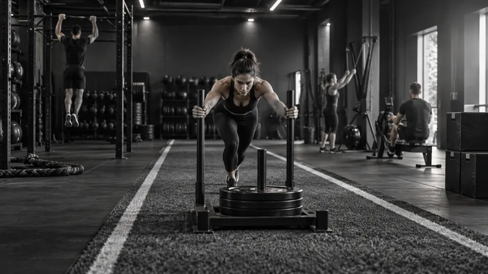 スレッドのレーンがある汎用トレーニング空間のAI生成イメージ